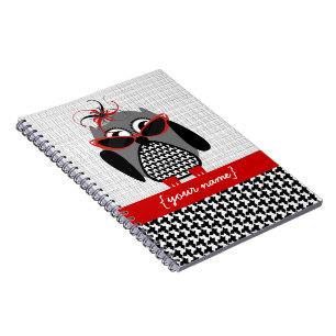 Houndstooth Owl Personalised Notebook