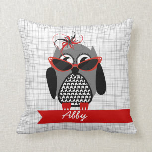 Houndstooth Owl With Sunglasses Pillow