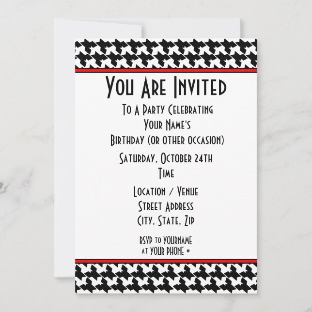 Houndstooth Party Invitation (Front)