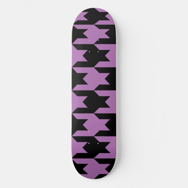 Houndstooth Pattern 1 Radiant Orchid Skateboard (Front)