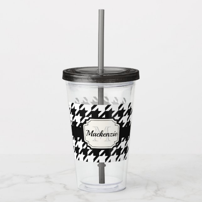 Houndstooth Pattern Acrylic Tumbler (Front)