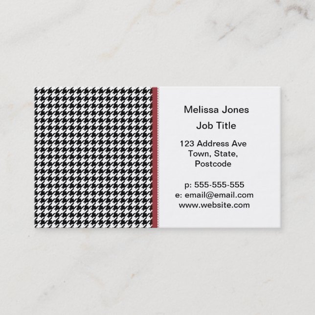 Houndstooth pattern - Black and white Business Card (Front)