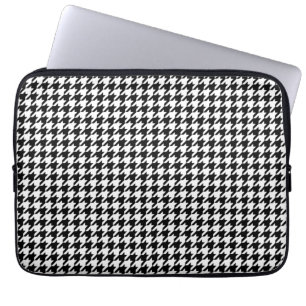 houndstooth pattern black and white  laptop sleeve