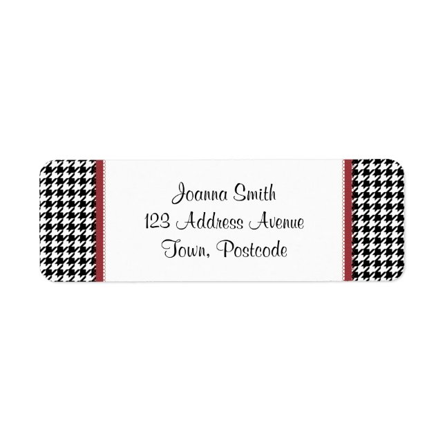 Houndstooth pattern - Black and white Return Address Label (Front)