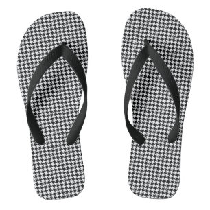 houndstooth pattern black and white thongs