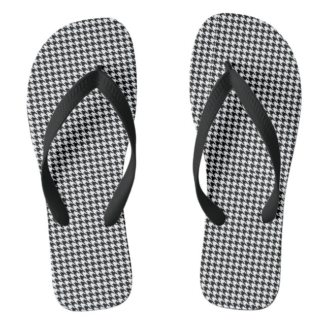 houndstooth pattern black and white thongs (Footbed)