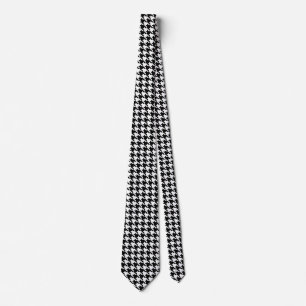 houndstooth pattern black and white tie