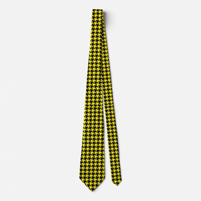 houndstooth pattern black and yellow tie (Front)