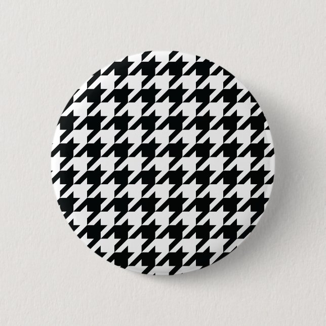 Houndstooth Pattern Black White 6 Cm Round Badge (Front)