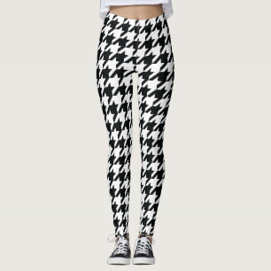 Houndstooth Pattern Black White Leggings