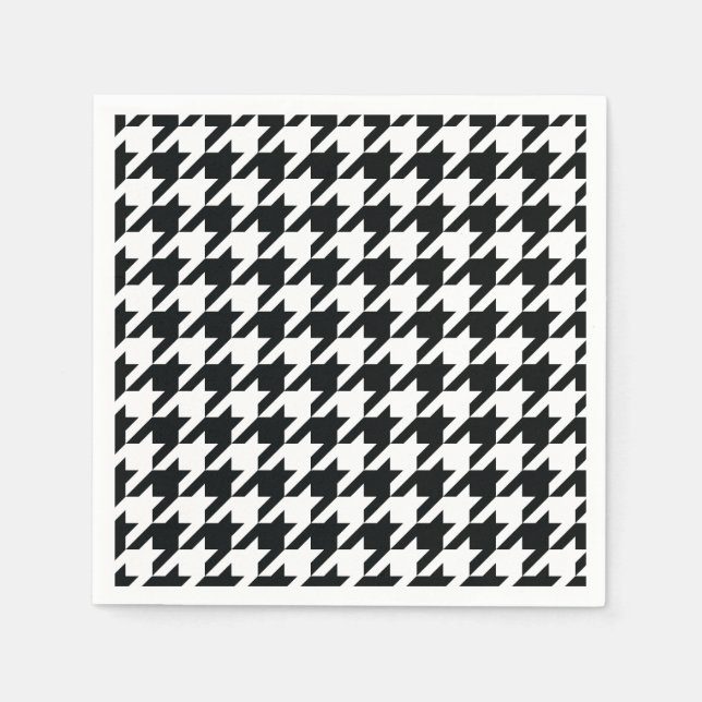 Houndstooth Pattern Black White Napkin (Front)