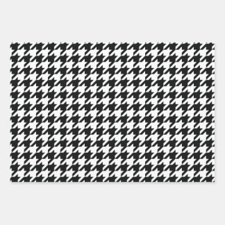 Houndstooth Pattern Black White Wrapping Paper Sheet