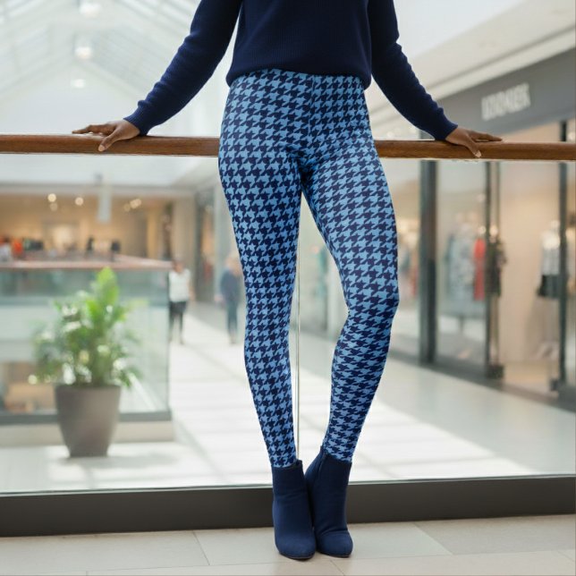 Houndstooth Pattern Blue Leggings (Creator Uploaded)