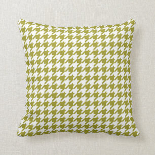 Houndstooth Pattern Chartreuse Green Cushion