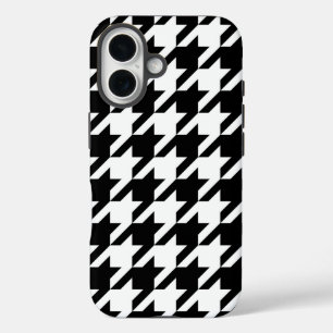 Houndstooth Pattern in Black and White iPhone 16 Case