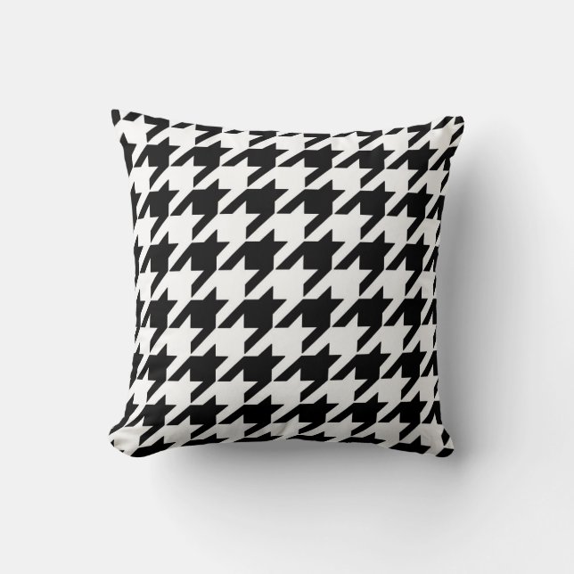 Houndstooth Pattern in Black and White Cushion (Front)