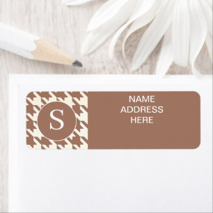 Houndstooth Pattern Mocha Mousse and White Return Address Label
