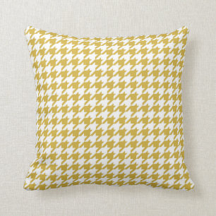 Houndstooth Pattern Mustard Yellow Cushion