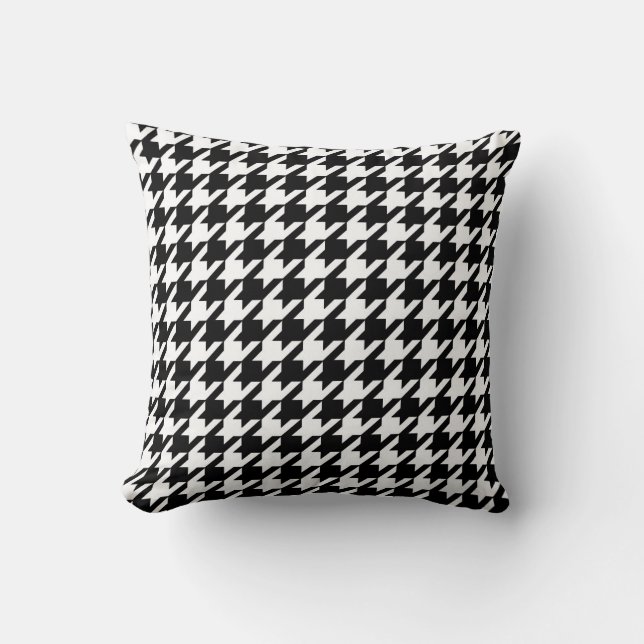 HOUNDSTOOTH PATTERN PILLOW, Black & White Cushion (Front)