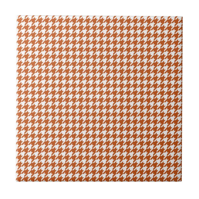 houndstooth pattern rust orange ceramic tile (Front)