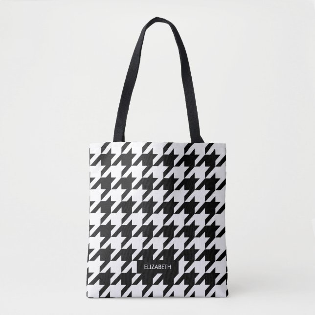 Houndstooth Pattern Tote Bag (Front)