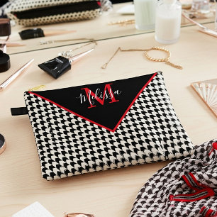 Houndstooth personalised accessory pouch