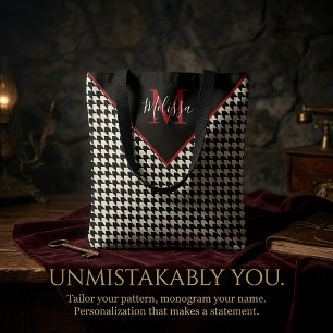 Houndstooth personalised tote bag