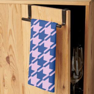 Houndstooth Pink+Blue Big Pattern Tea Towel