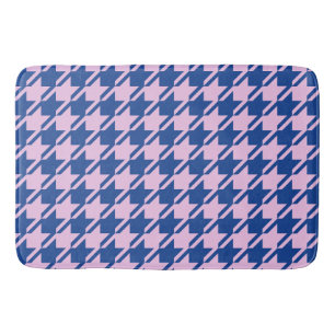 Houndstooth Pink+Blue Pattern Bath Mat