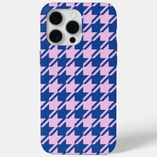 Houndstooth Pink+Blue Pattern iPhone 15 Pro Max Case