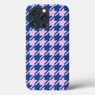 Houndstooth Pink+Blue Pattern iPhone 13 Pro Case