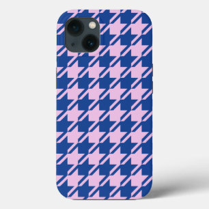 Houndstooth Pink+Blue Pattern iPhone 13 Case