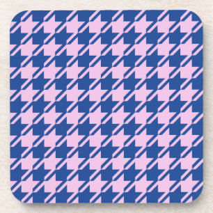Houndstooth Pink+Blue Pattern Coaster