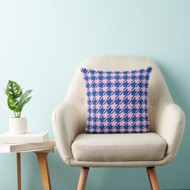 Houndstooth Pink+Blue Pattern Cushion (Chair)