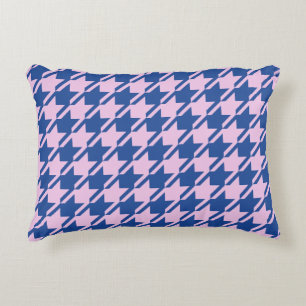 Houndstooth Pink+Blue Pattern Decorative Cushion
