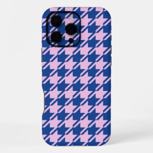 Houndstooth Pink+Blue Pattern iPhone 16 Pro Max Case