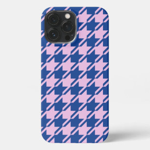 Houndstooth Pink+Blue Pattern iPhone 13 Pro Max Case