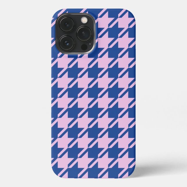 Houndstooth Pink+Blue Pattern iPhone Case (Back)