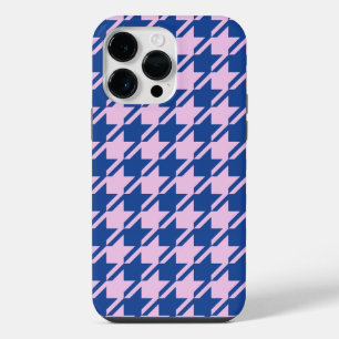 Houndstooth Pink+Blue Pattern iPhone 14 Pro Max Case