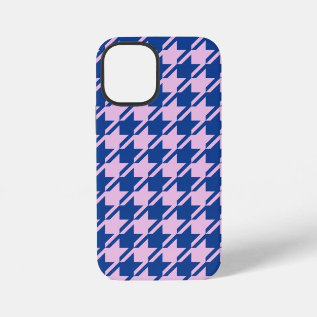 Houndstooth Pink+Blue Pattern iPhone Case (Back)