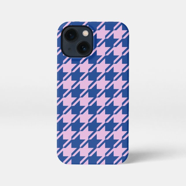 Houndstooth Pink+Blue Pattern iPhone Case (Back)