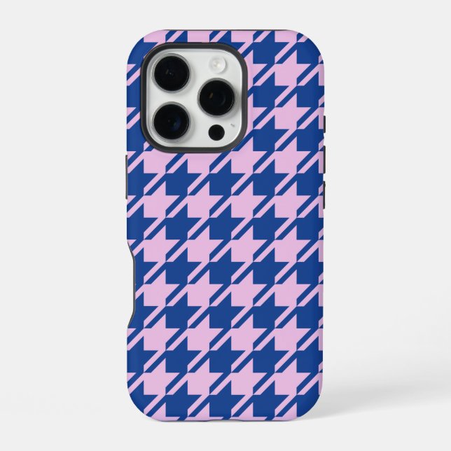 Houndstooth Pink+Blue Pattern iPhone Case (Back)