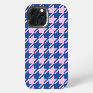Houndstooth Pink+Blue Pattern iPhone 13 Pro Max Case