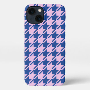 Houndstooth Pink+Blue Pattern iPhone 13 Case