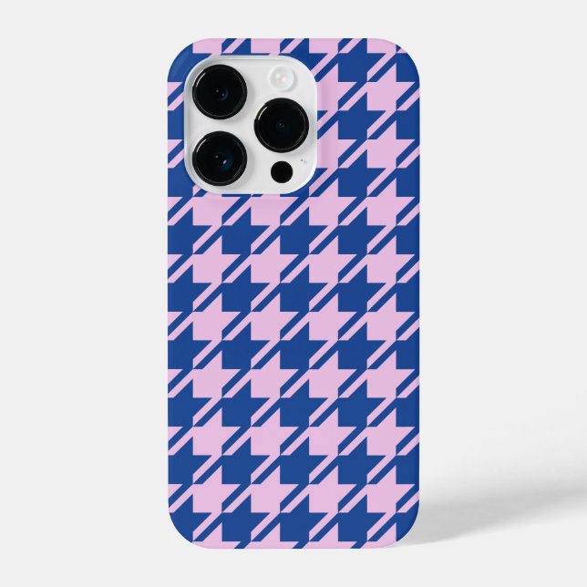 Houndstooth Pink+Blue Pattern iPhone Case (Back)