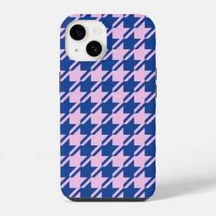Houndstooth Pink+Blue Pattern iPhone 14 Case