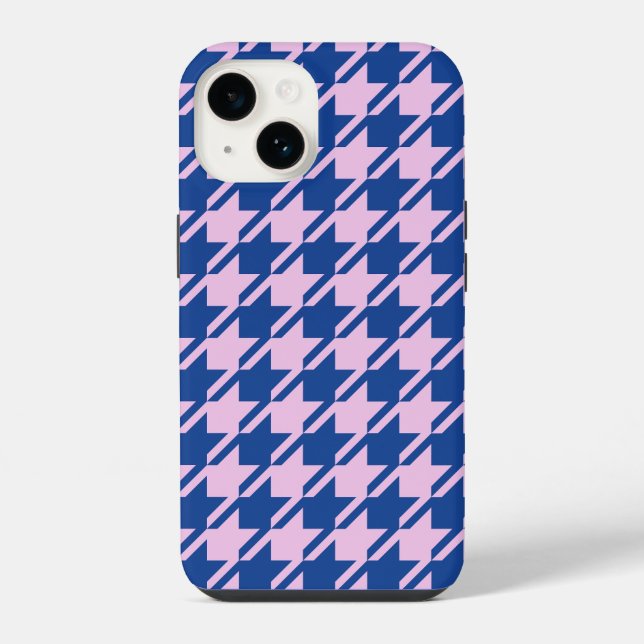 Houndstooth Pink+Blue Pattern iPhone Case (Back)