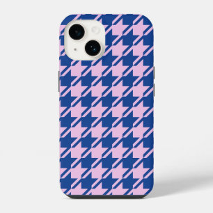 Houndstooth Pink+Blue Pattern iPhone 14 Case