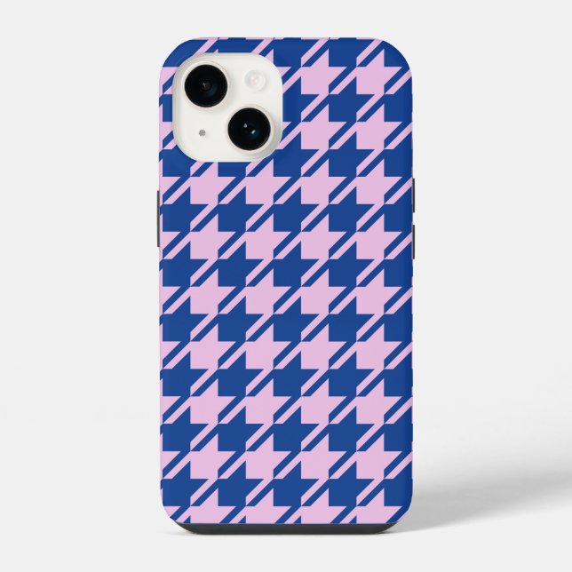 Houndstooth Pink+Blue Pattern iPhone Case (Back)