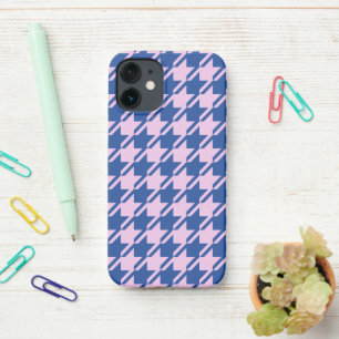Houndstooth Pink+Blue Pattern iPhone 12 Mini Case